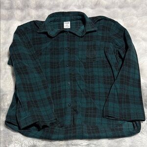 PINK Victoria's Secret Teal and Black Plaid Shirt